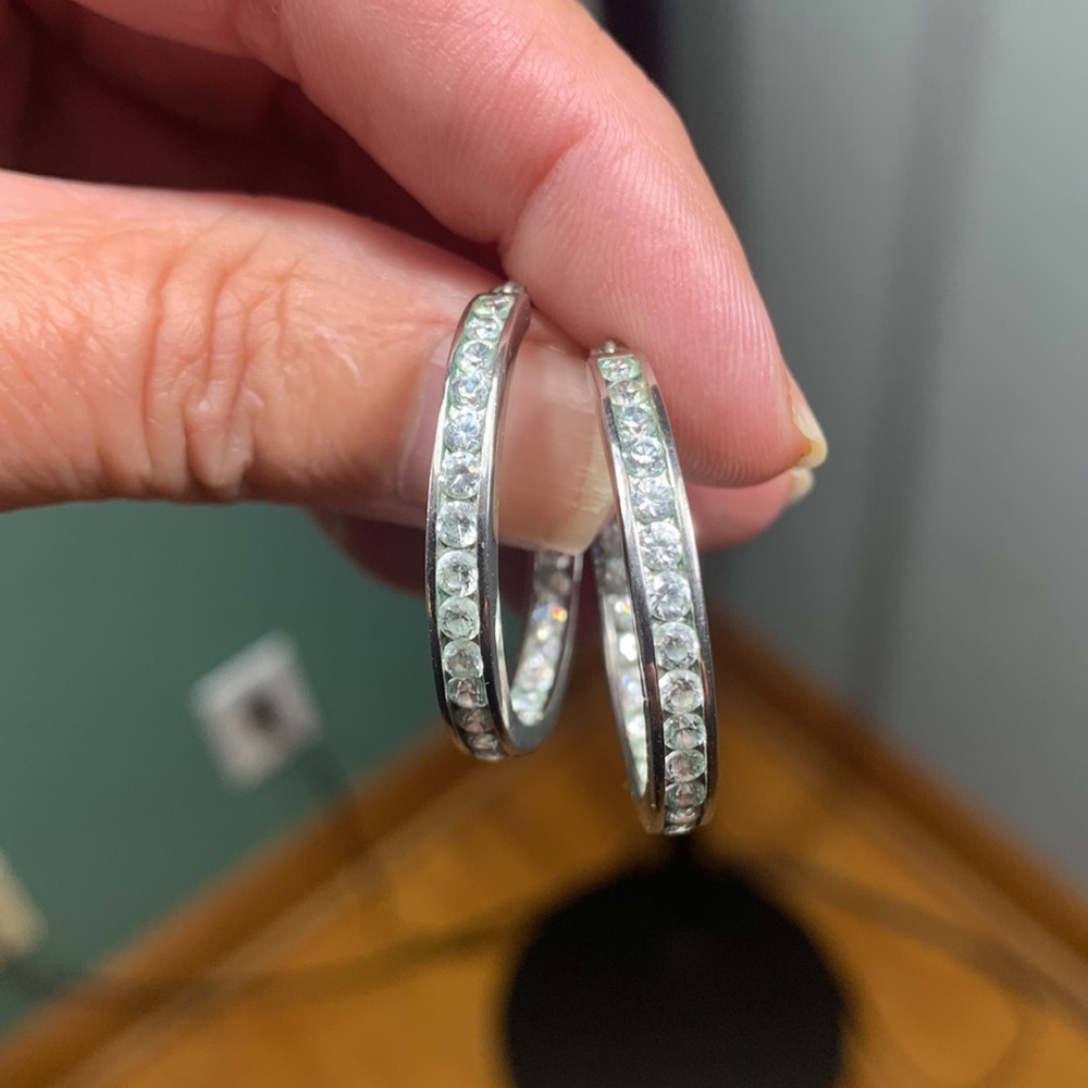Inside out CZ hoop earrings